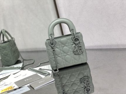 Lady Dior Mini Cannage in Black Matte Calfskin (3-Quilt)