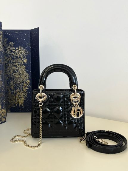 Lady Dior Mini Cannage Patent Leather (3-Quilt)